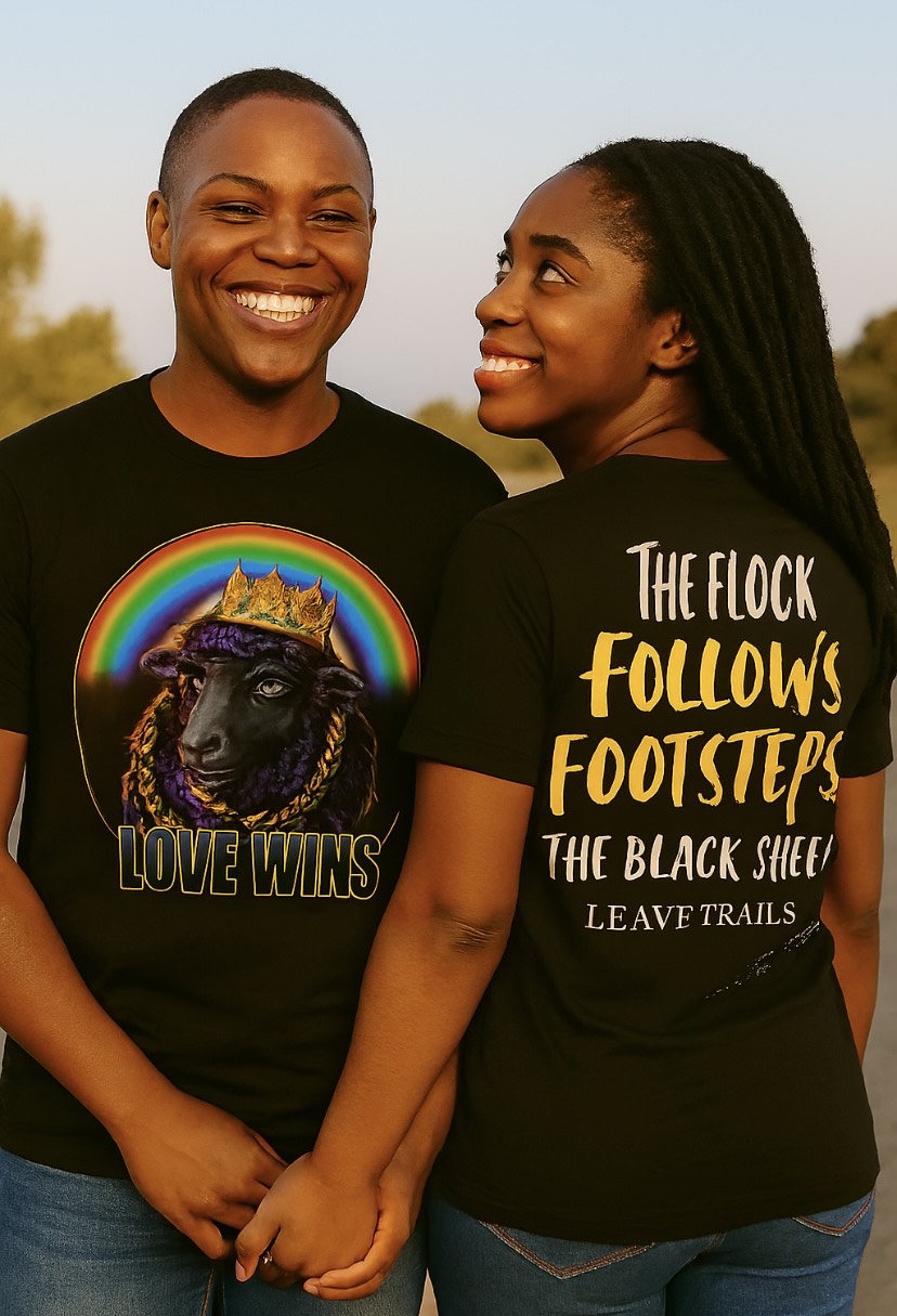 black Lesbian couple standing proud and smiling