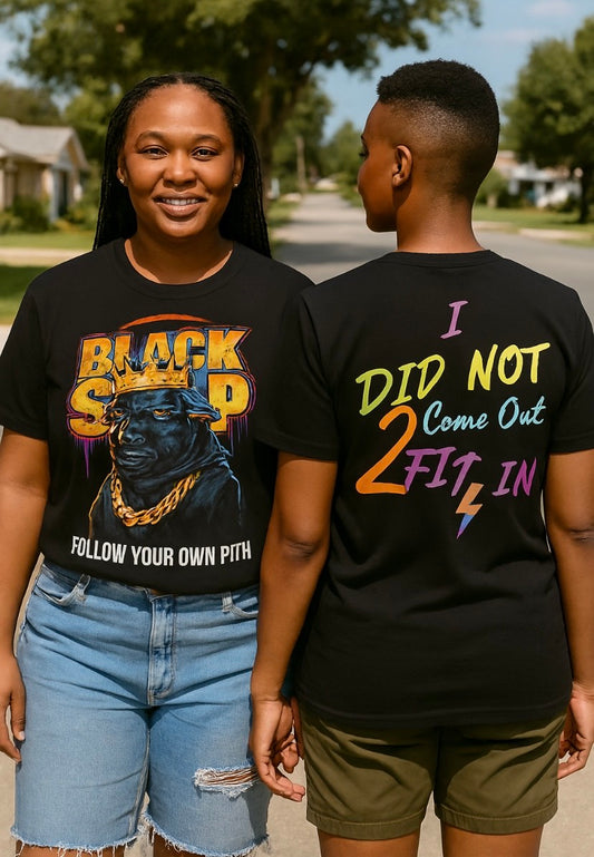 Black lesbian streetwear, wlw clothing two lesbians standing together, black tshirt