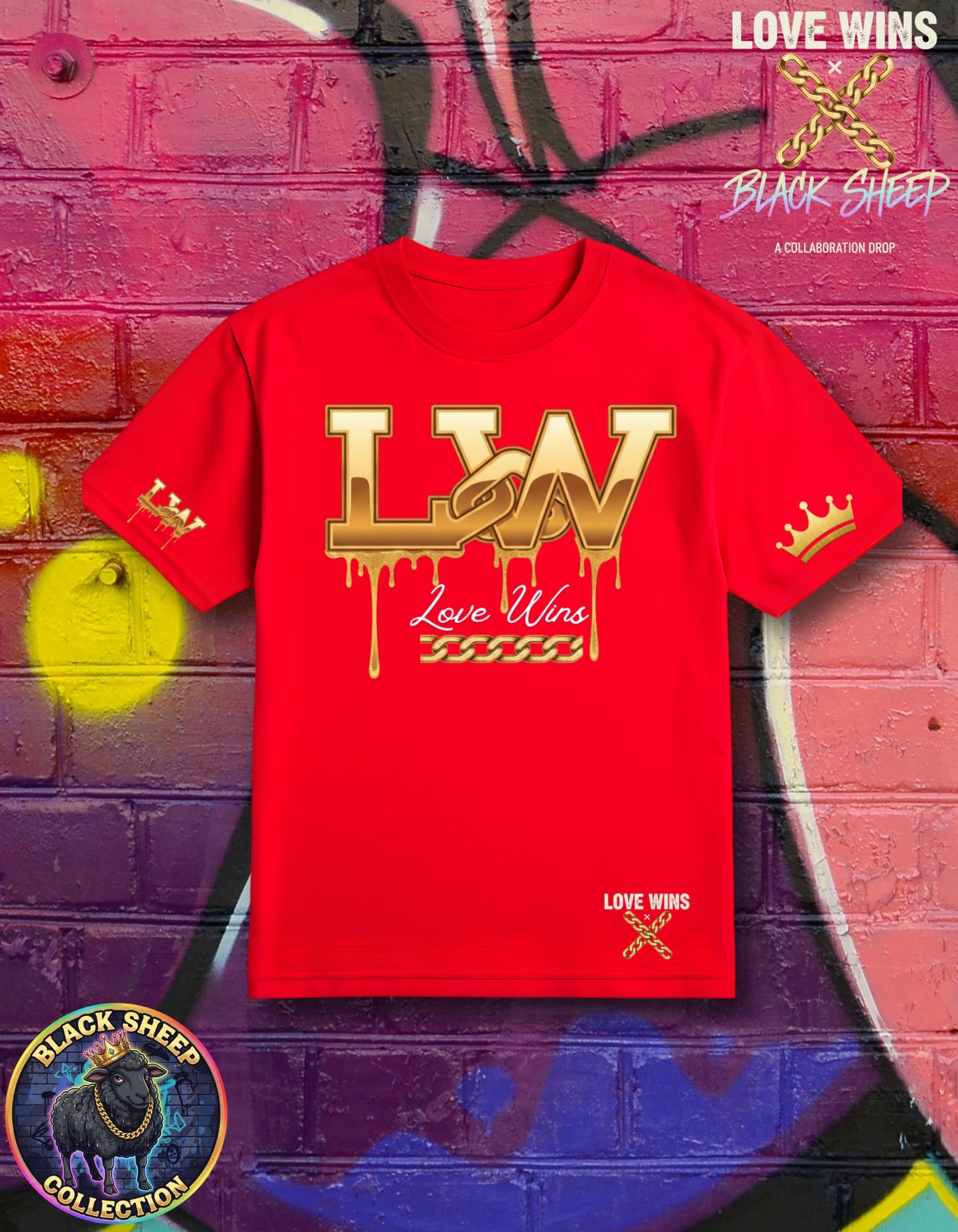 🖤 Love Wins Red Gold Edition — Drip Tee